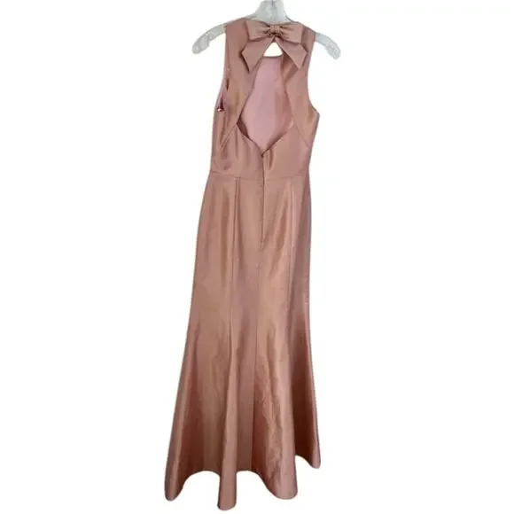 *Alfred Sung Jewel Neck Bowed Open-Back Trumpet Dress Toasted Sugar – 4 - Picture 11 of 15